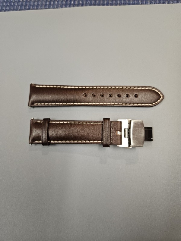 New B & R Bands Brown Calf Leather White Stitch Deploymen Watch Band Strap 20mm