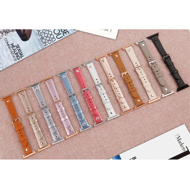 Leather Band for Apple Watch Series 9, 8, 7, 6, 5, 4, 3, 2, 1, SE 38/40/41mm
