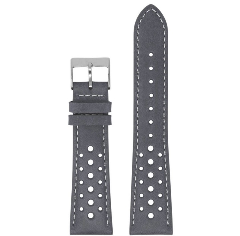 Distressed Leather Rally Strap By DASSARI – 22mm, Stone Blue, Quick Release
