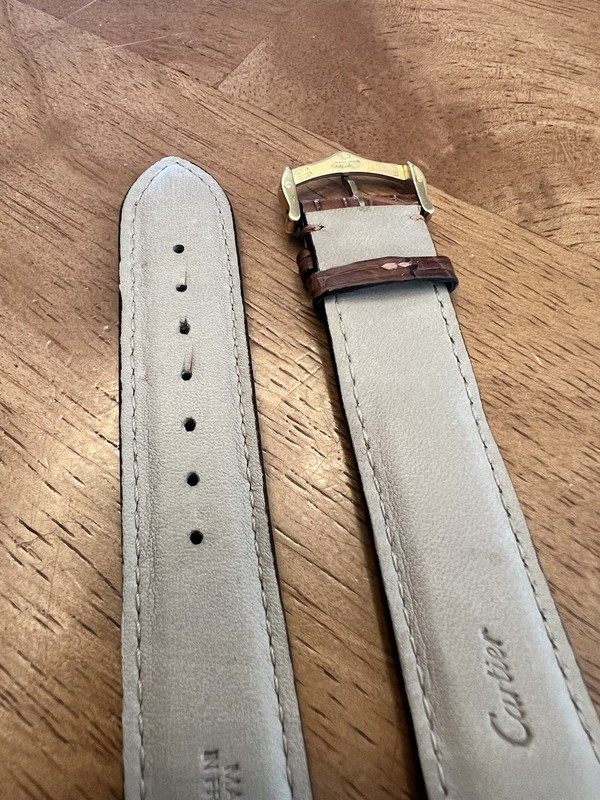Authentic Cartier Brown Alligator Leather Strap With Solid 18k Yellow Buckle gallery