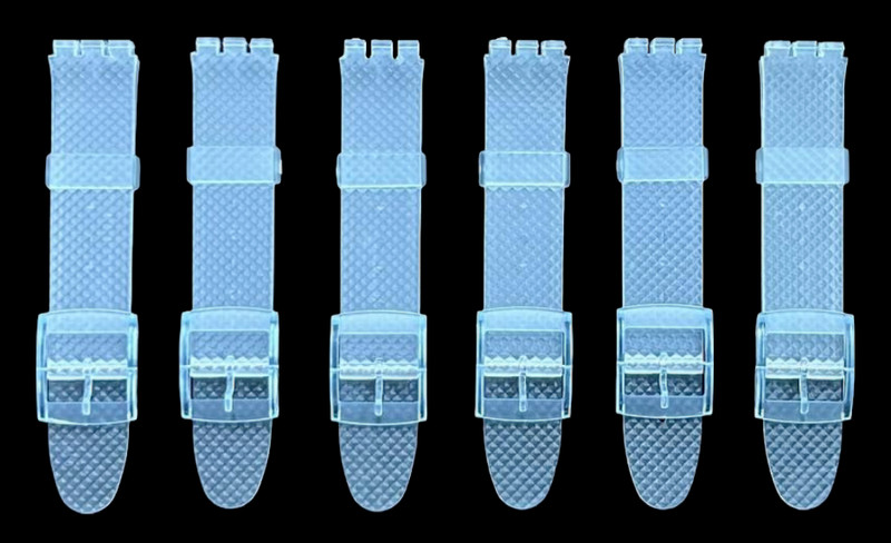 Swatch Replacement Plastic PVC Watch Band Diamond Textured without Pins 17mm