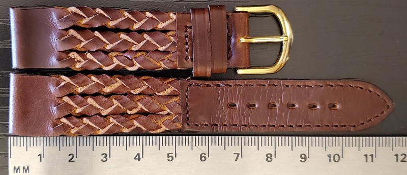 Vintage NOS 1970s 18.4mm Brown Triple Braid Genuine Leather Watch Band gallery