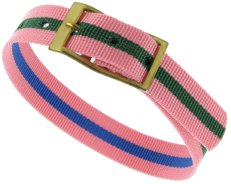 12mm Sport Strap Thin Nylon Buckle Pink Green Blue Stripe Reversible Watch Band