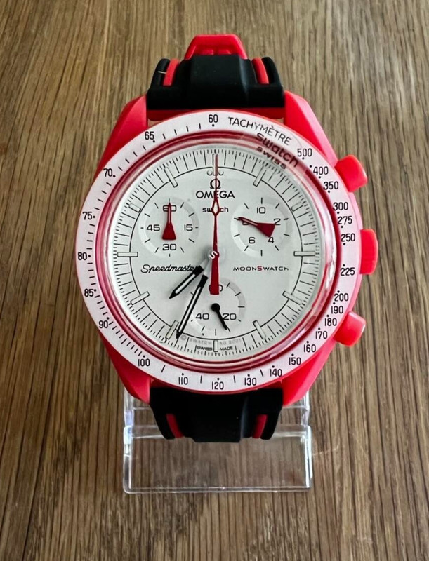 BLACK/RED MISSION TO MARS RUBBER STRAP OMEGA-SWATCH SPEEDMASTER MOONSWATCH