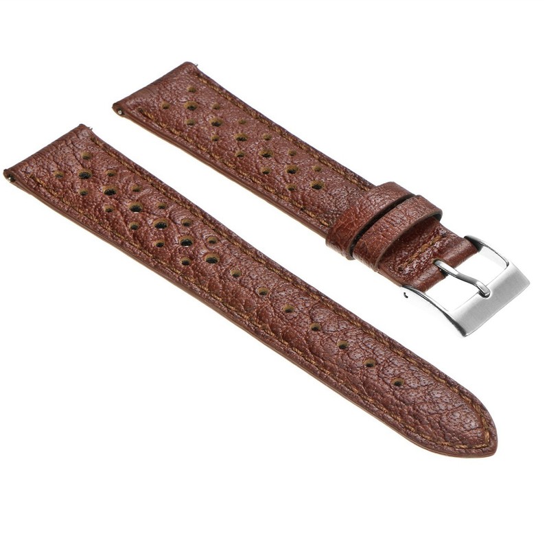 Perforated Leather Rally Strap By DASSARI - 22mm, Brown Quick Release gallery