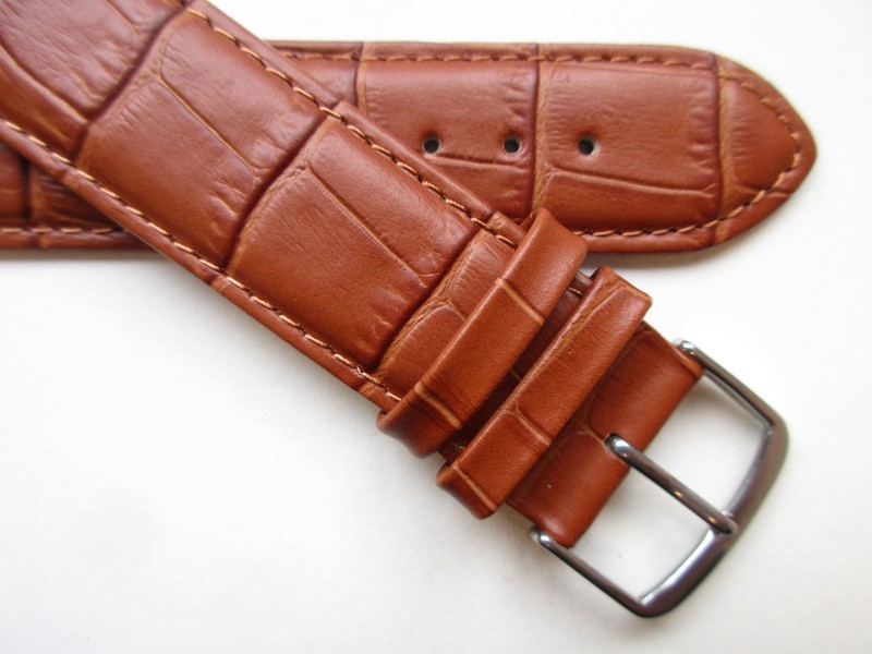 Cognac Brown alligator print 21 MM leather watch band strap