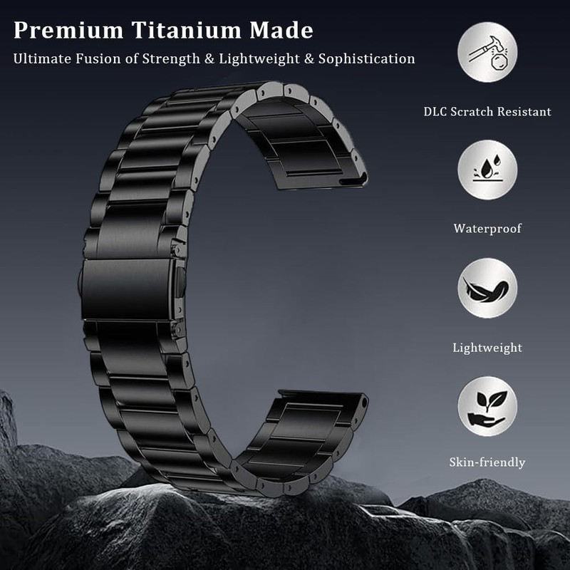 Premium Titanium Quick Release Watch Band 16mm 18mm 20mm 22mm for Galaxy & Garmi gallery