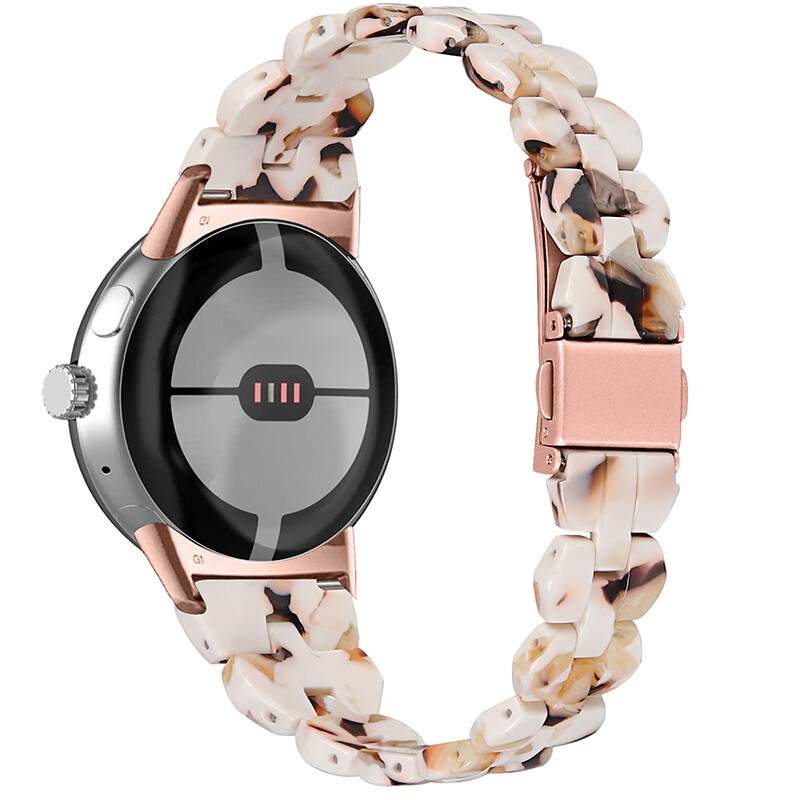 For Google Pixel Watch 1 2 Band Rhombic Resin Stainless Steel Watch Band Strap gallery