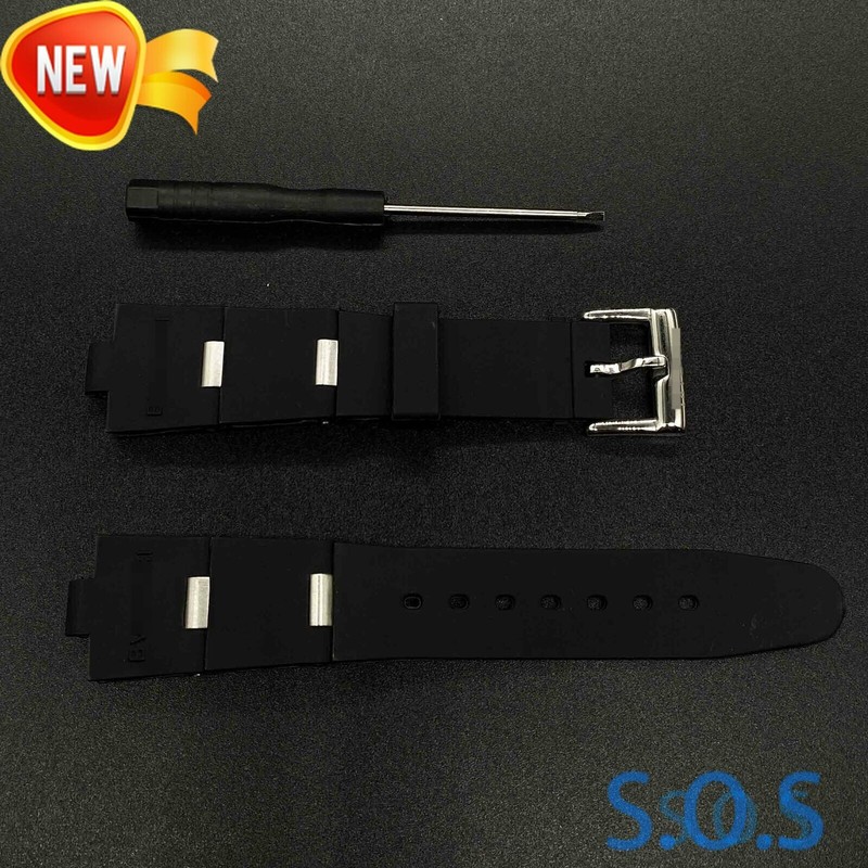 8mm x 22mm Silicone Rubber Watch Strap Band For Bvlgari Diagono with Tool Black