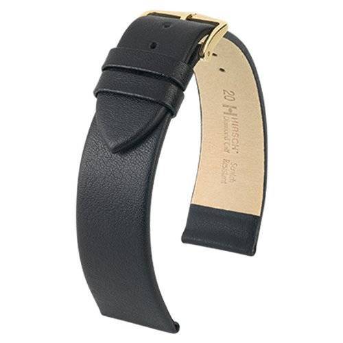 Hirsch Diamond Calf 14 mm black scratch-resistant open-ended strap, size M