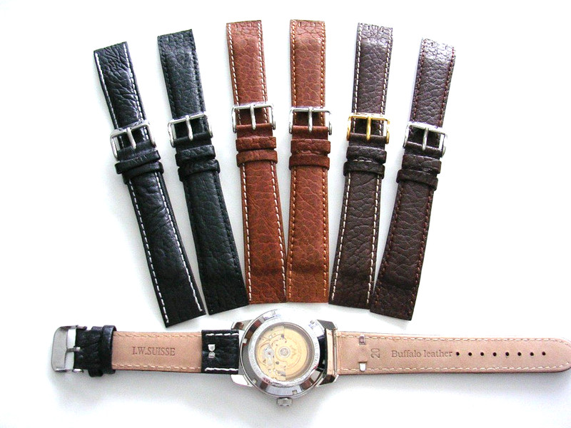 22mm Open End Oily Leather Aviator Military watch band strap IW SUISSE 18 19 20m gallery