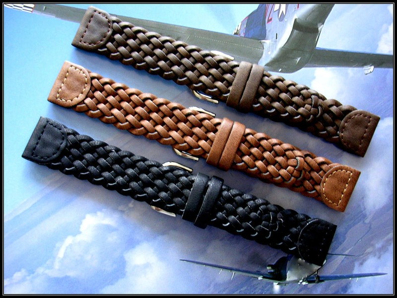 12mm Brown Tan Hand Braided Woven Ladies watch band strap IW SUISSE 14-16-20 usa