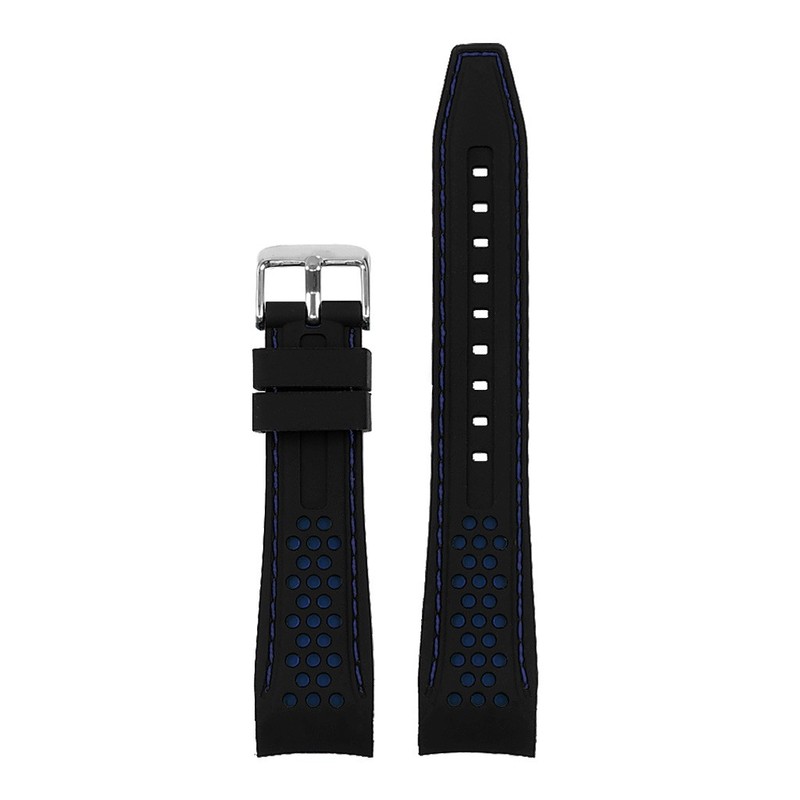 StrapsCo Rubber Perforated Rally Watch Band Strap Curved Ends 20mm 22mm 24mm