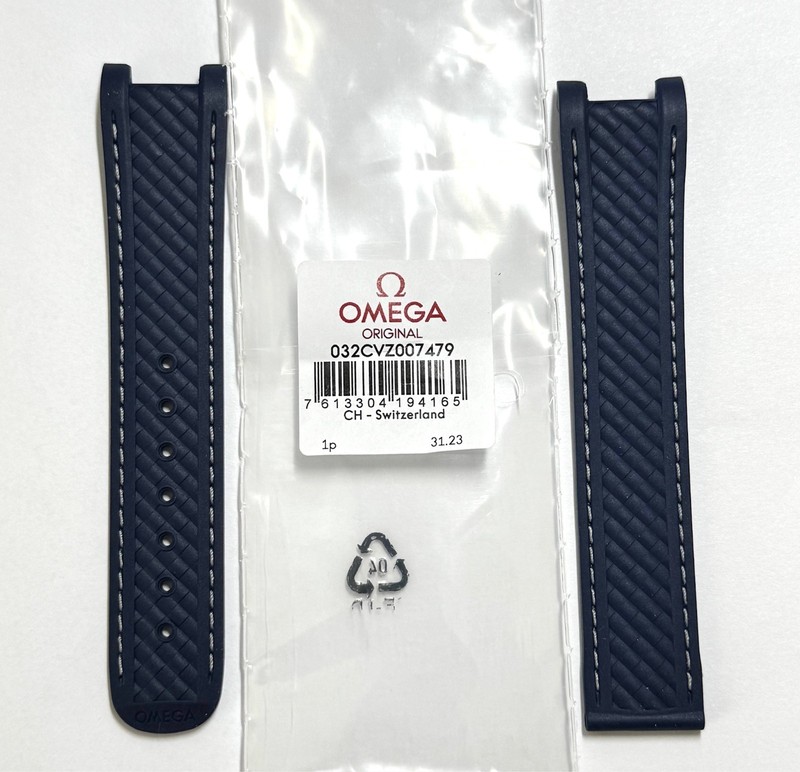 Original Omega 20mm For Seamaster Aqua Terra 41mm BLUE Rubber Watch Band Strap