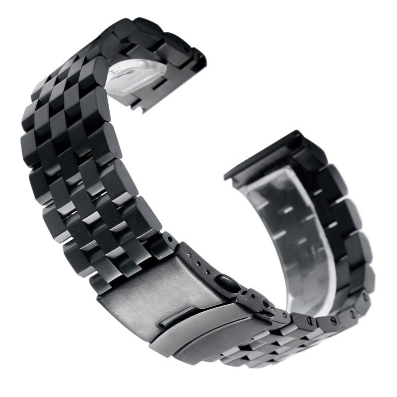 Black 24mm Width Watch Band Strap Bracelet Link Solid Watchband Replacement