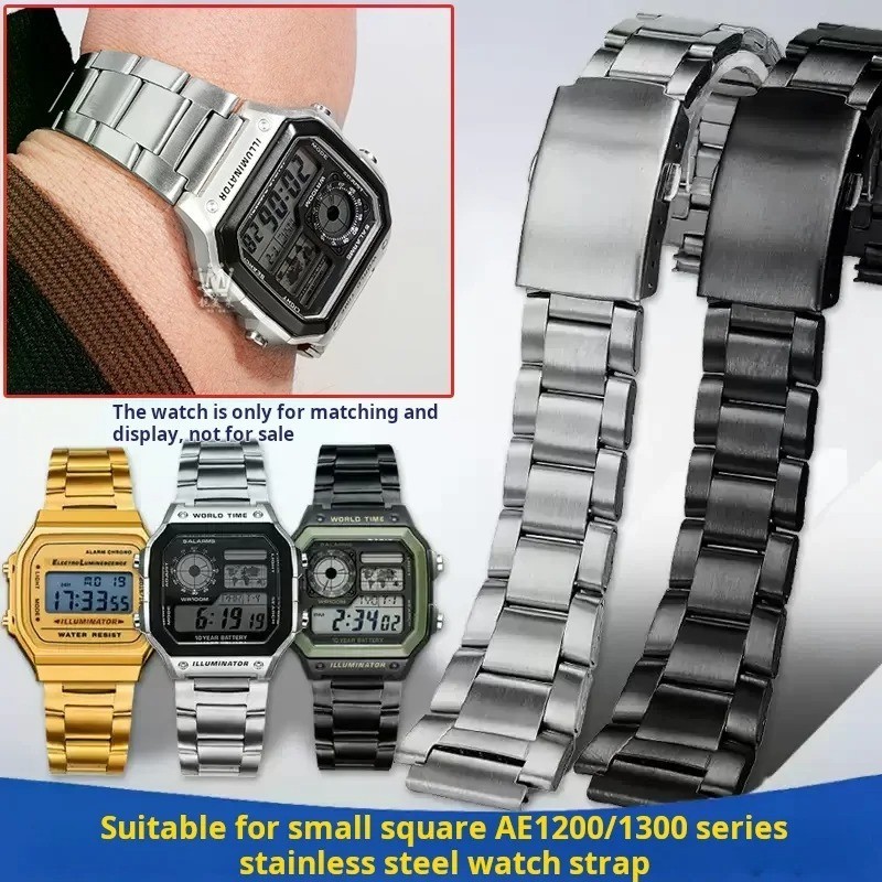 18mm Stainless Steel Watch Straps For Casio AE-1200/1300 A158 A159 A168 A169 F91