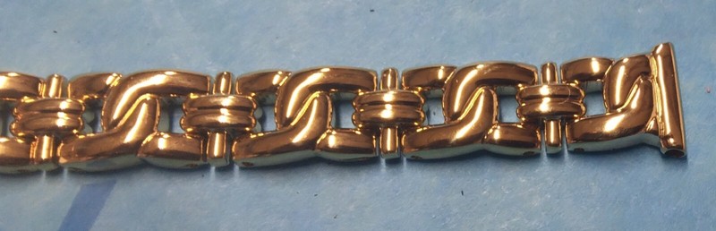 10 mm Band with 12 mm End Cap Gold Finish Bracelet Watchband - Hong Kong - NOS gallery