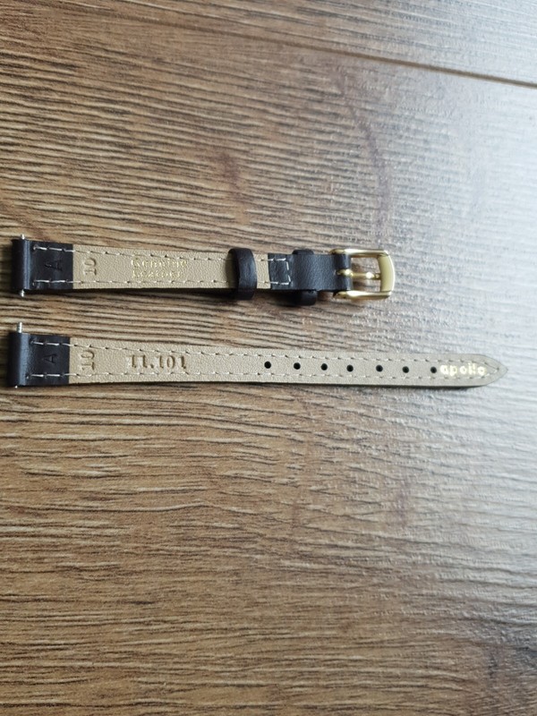 10mm VINTAGE APOLLO GENUINE CALF LEATHER BROWN WATCH STRAP, GOLD BUCKLE, NOS gallery