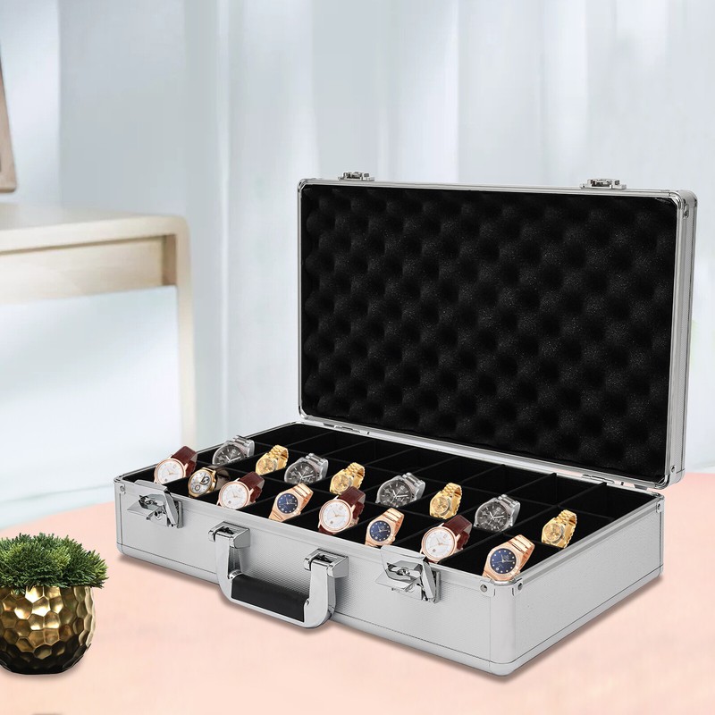 Watch Case Jewelry 24 Grid Aluminum Alloy Box Watch Case Briefcase Design Gift