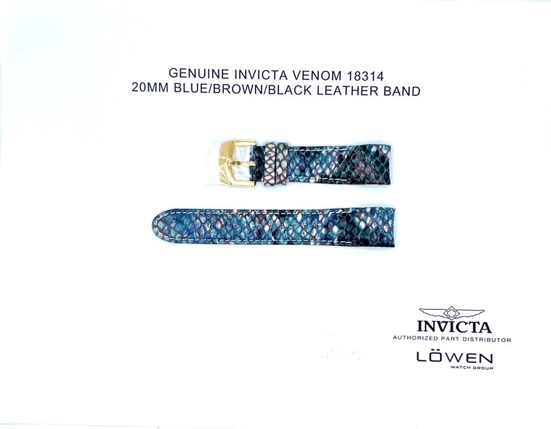 Authentic Invicta Venom 18314 Blue / Brown / Black Leather band 20MM