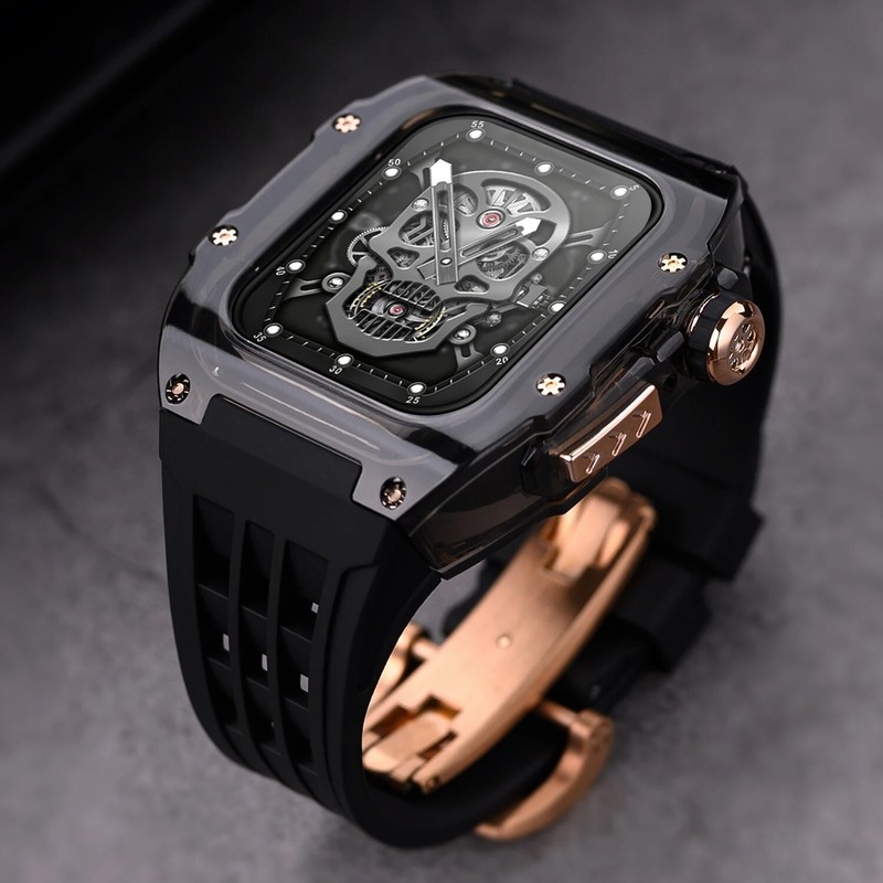 Transparent Full Cover Case+Rubber Strap Mod Kit For Apple Watch 45MM 44MM Band gallery