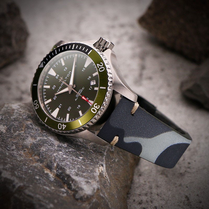 21mm StrapsCo Nubuck Black White Gray Camo Strap Watch Band With Quick Release gallery
