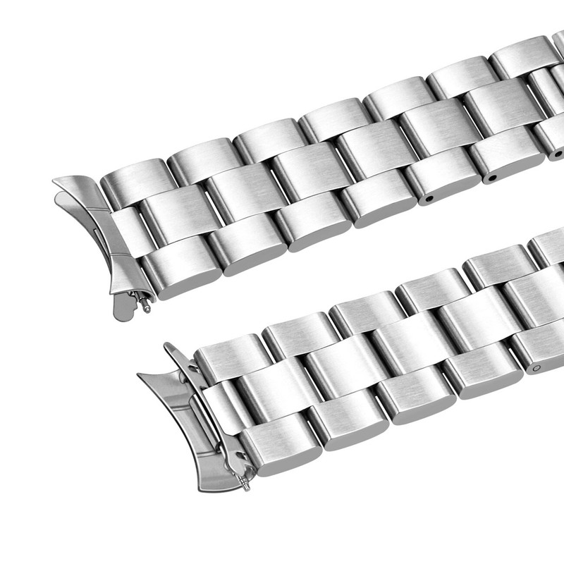 20 22mm Silver Stainless Steel Watch Band Metal Bracelet Curved Ends Fits Seiko gallery