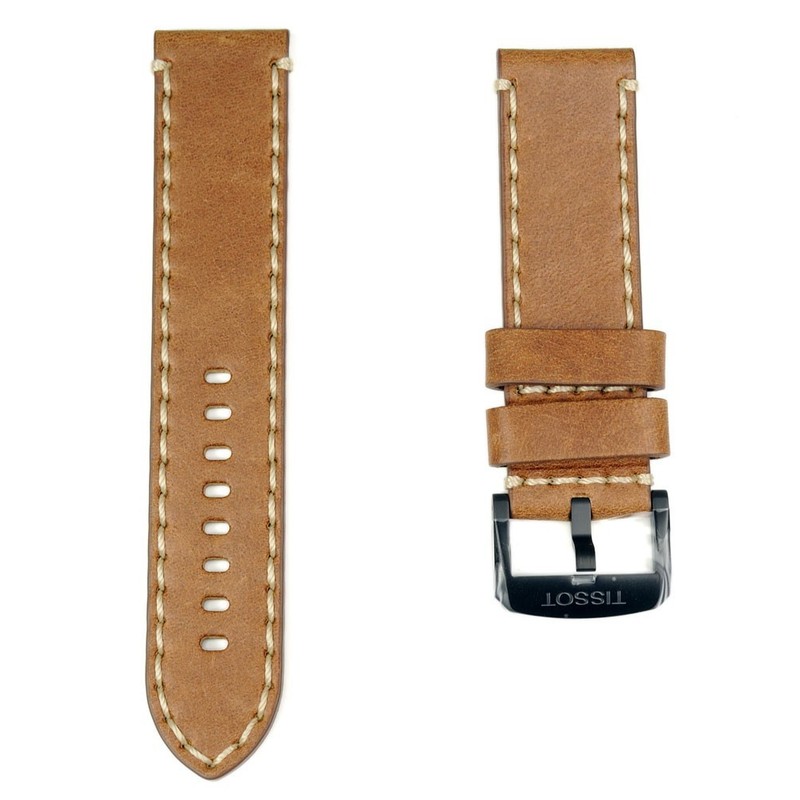 Brown leather strap 22mm Tissot Chrono XL T116617A ref.T600041406