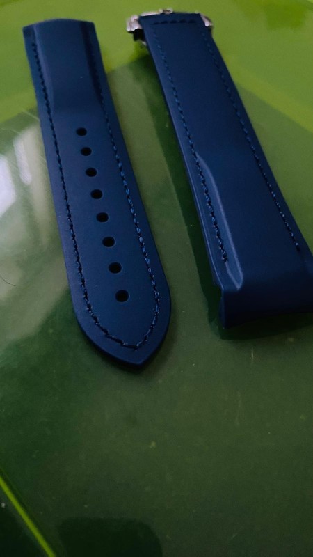 22mm Seamaster Planet Ocean Navy Blue Rubber Silicone Watch omega Strap