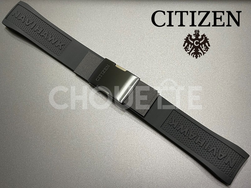 Citizen Navihawk U680-S087881, JY8035-04E 23mm Black Rubber Watch Band with PINS