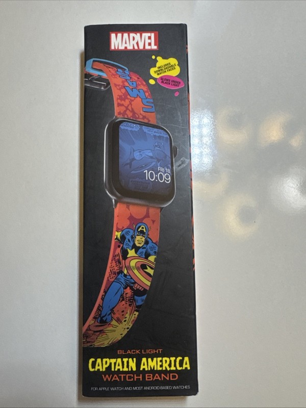 MobyFox Marvel Black Light, Captain America Watchband Watch Band