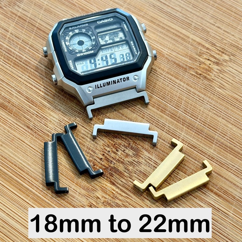 18mm Watch Band Convertors Adapters for Casio AE 1200WH 22mm Strap Connectors