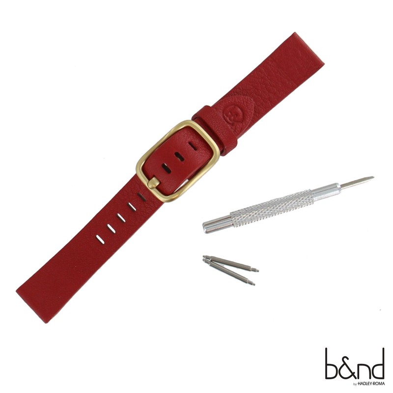 B&ND Hadley Roma BND200 Mode 20mm Red Genuine Leather Strap Fits Smart Watch