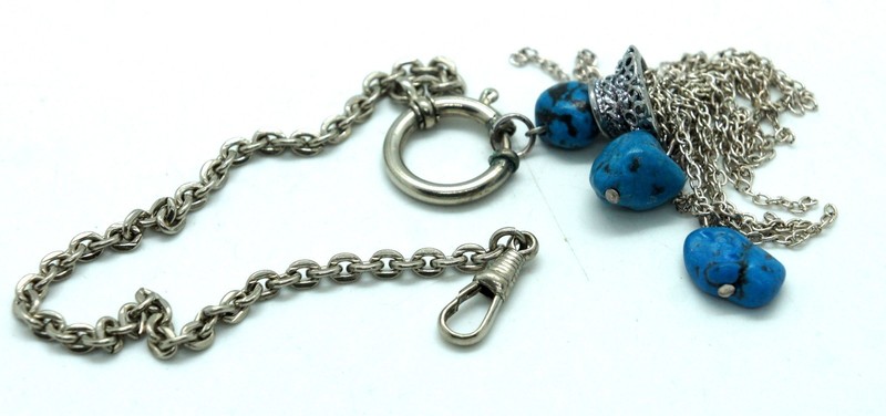 Vintage Pocket Watch Chain with Clasp Swivel and a decorative pendant 23 cm Long