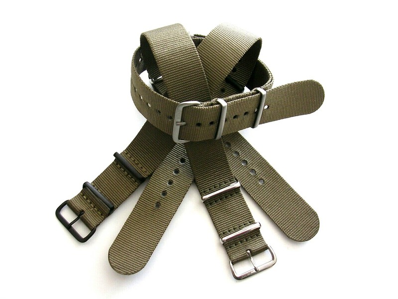 NATO G10 ® Khaki Green HD nylon Military PVD watch band RAF strap bond IW SUISSE gallery