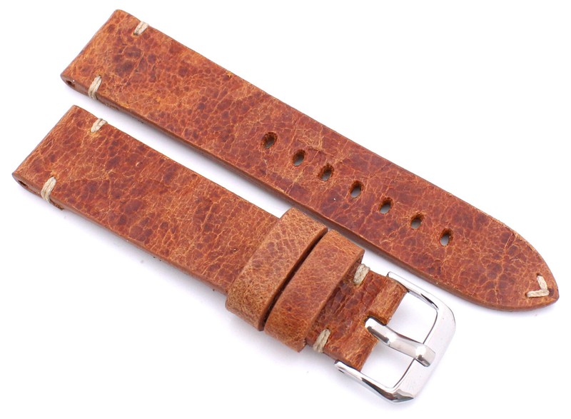 Watchstrap RIOS1931 Germany Vintage Retro Look 20mm 22mm 24mm brown Rustic Band