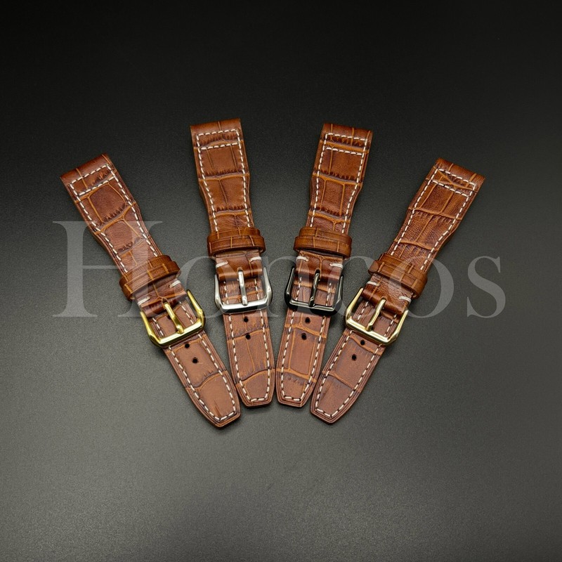 22 MM Genuine Leather Alligator Watch Band Strap and Tank Buckle Fits For IWC BN