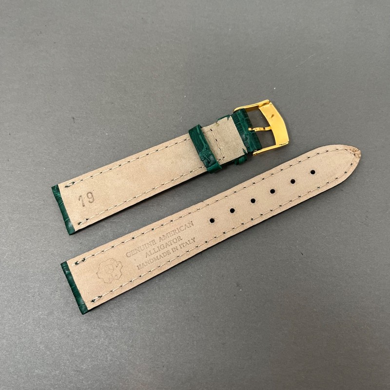 Genuine American Alligator Watch Band Strap Hand Crafted in Italy 19mm Emerald gallery