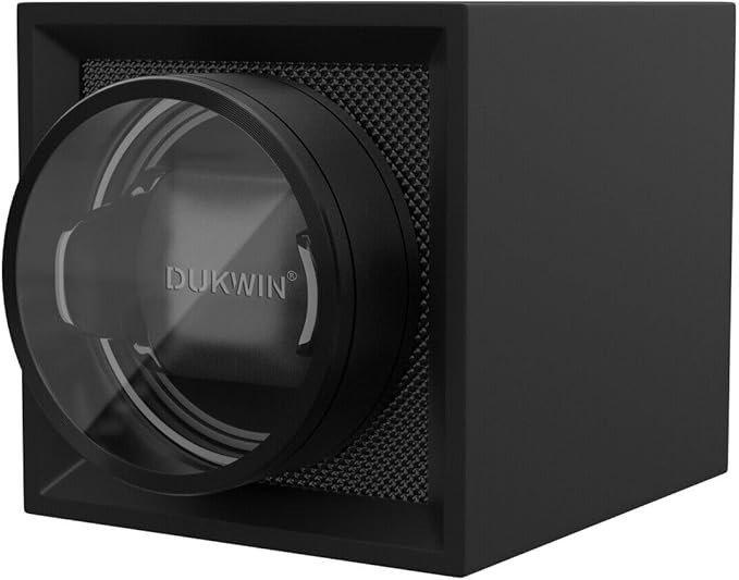 DUKWIN Single Watch Winder Box with Quiet Japanese Motor Dual Power Supply Black