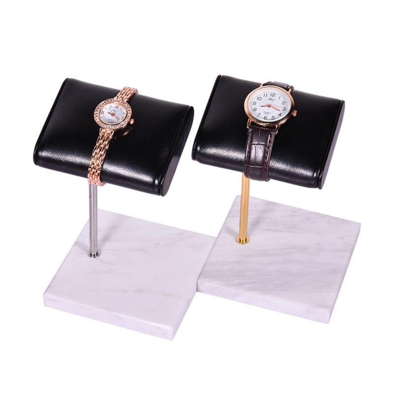 Marble Base Watch Display Stand Handcraft Leather Support Pillow in Rolex Green gallery