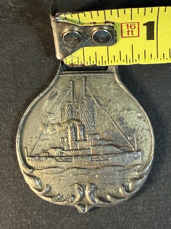 Vintage Watch Fob Of An Old Steamboat? Silver Tone Metal gallery