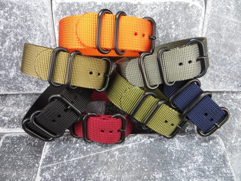20 mm Germany Ballistic Nylon Diver Strap 3 Rings Wrap Around Watch Band Black O gallery