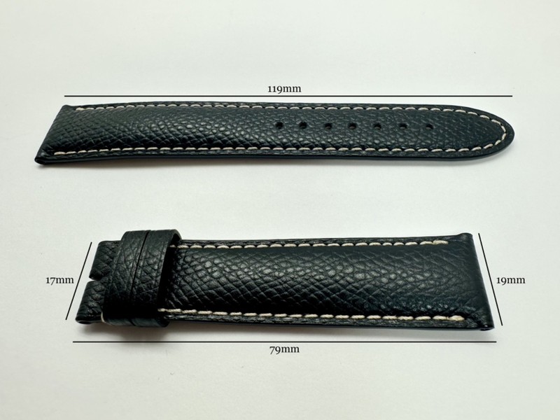 Montblanc 19mm Black Matte Lizard-Grain Genuine Leather Watch Band Strap gallery