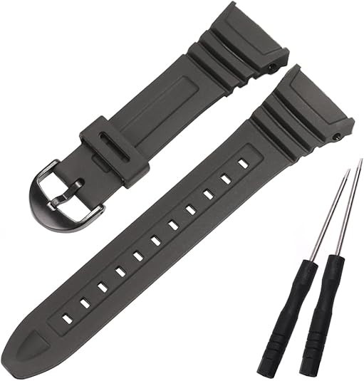 Resin Replacement Watch Band Compatible with Casio W-96H Men’s Black Resin