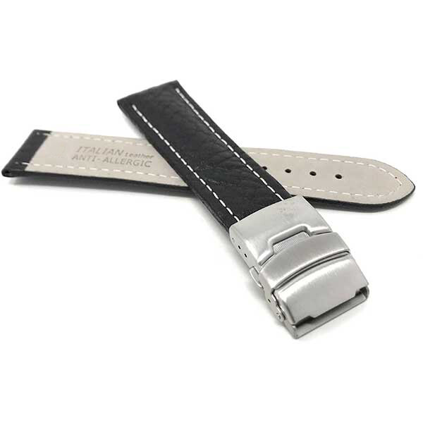 20mm Top Grain Leather Deployment Watch Band for Bulova Marine Star gallery