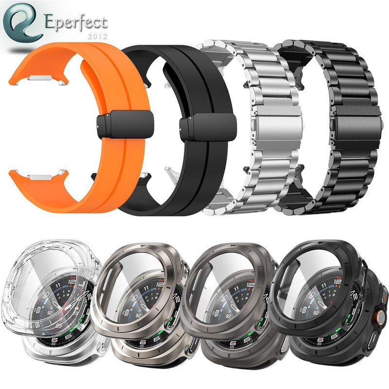 For Samsung Galaxy Watch Ultra 47mm Silicone/Steel Strap Band Hard PC Case Cover