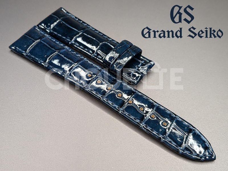 OEM Grand Seiko 19mm Navy Crocodile Leather Band Strap SBGW049 / 9S64-00J0 JAPAN