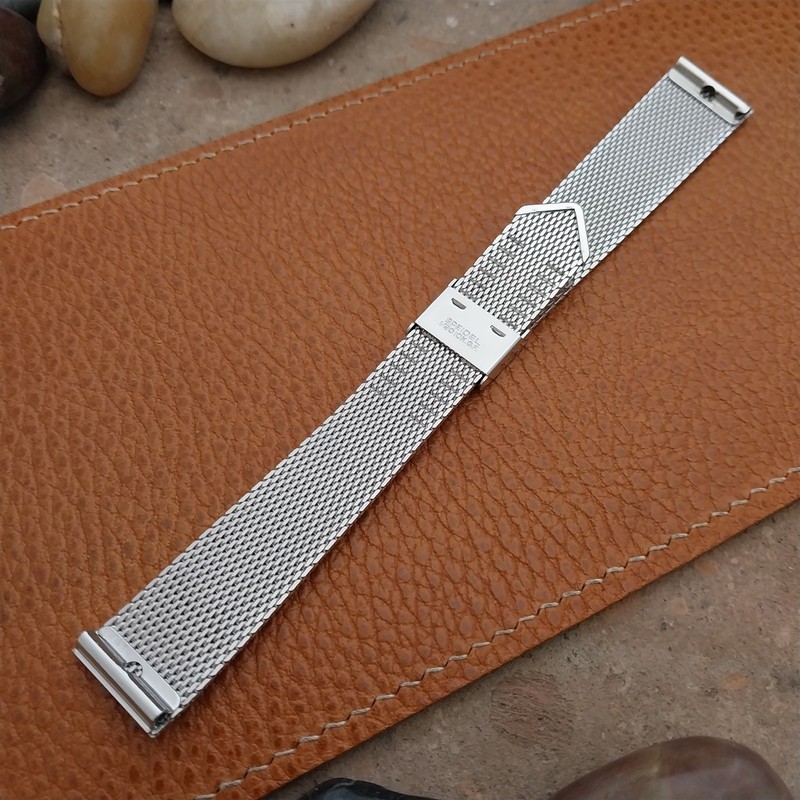 Vintage 17.2mm White Gold-Fill Mesh Speidel Unused nos Classic 1960s Watch Band gallery
