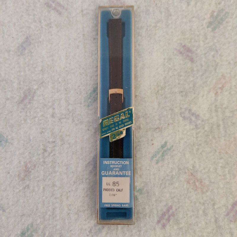 Vintage Vtg NEW 7/16″ Regal Padded Calf Leather Watch Band Strap brown LL 85 #17