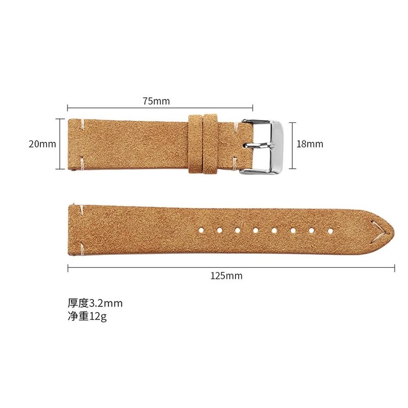 Vintage Suede Leather Bracelet Quick Release Watch Band 14mm 16mm 18mm 20mm 22mm gallery